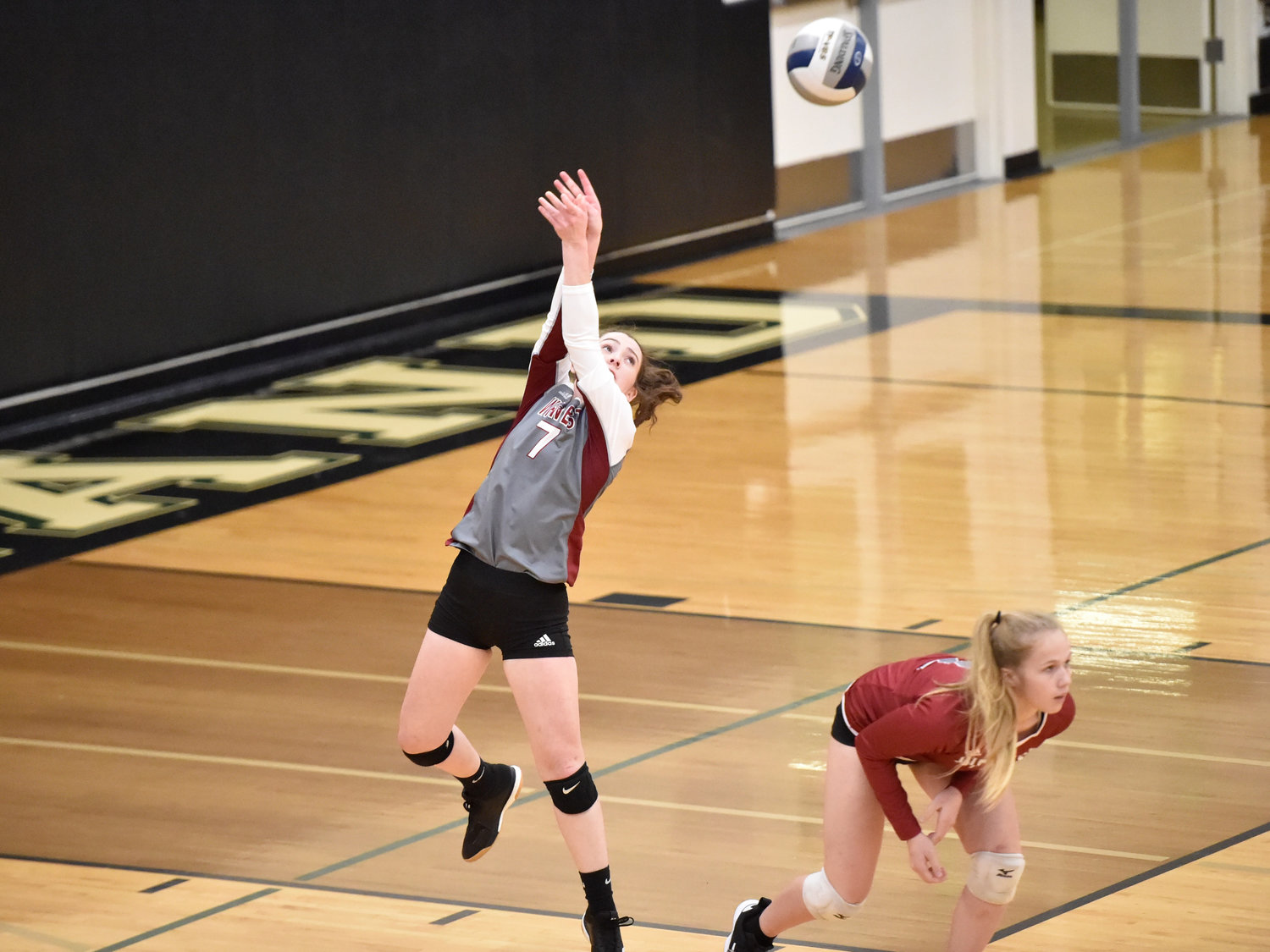 W.F. West libero Kambriah Simper passes the ball against Woodland on Nov. 9.
